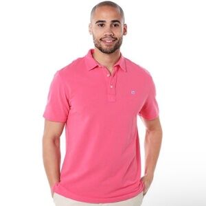 Southern Tide The Skipjack Short Sleeve Polo Shirt Pink Size Large L
